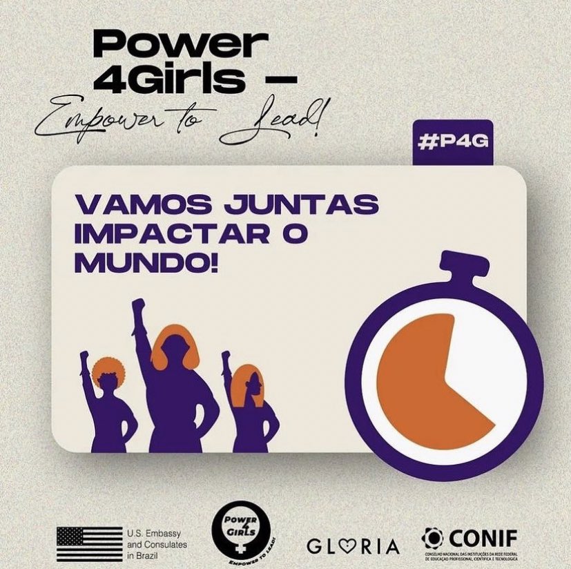 ✨Mudar o mundo nem sempre é fácil, mas toda ação gera impacto se unirmos forças. 

📌As inscrições para o Power4Girls – Empower to Lead! ainda estão abertas. Vamos juntas? 

💜Inscrições até 16/02💜
 
#power4girls #p4g 
@EmbaixadaEUA @conif