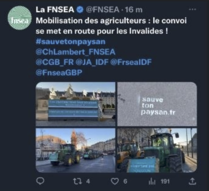 laurentroberg's tweet photo. Hier soir, des rebelles ont peint au pochoir l'adresse de leur site internet « https://t.co/aLUDdqKhFT » sur le trajet de la manifestation à #Paris organisée par la 
@FNSEA
. #ExtinctionRebellion y dénonce l’hypocrisie du syndicat et de sa campagne #sauvetonpaysan .
@BFMTV https://t.co/VvbUuC3a9X