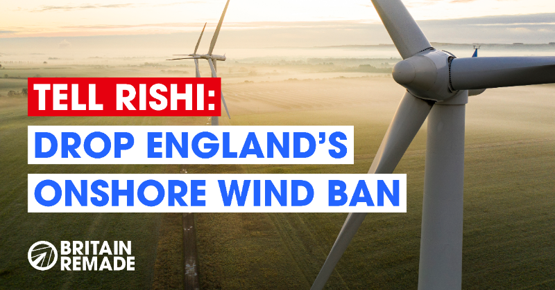 BritainRemade's tweet photo. New onshore wind farms have been effectively banned in England since 2015.
🛑Let’s drop the ban. 

Sign the petition today👇
https://t.co/9eZE60mCLy