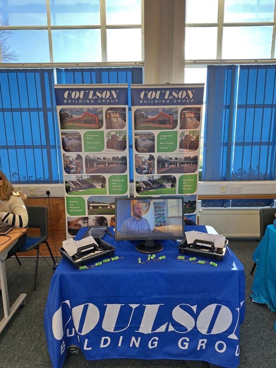 Coulson_Group's tweet photo. Today we are at Long Road Sixth Form College for National Apprenticeship week. If you are interested in a career in Construction, our Stuart Humphrey and Karl Davis MIET are available during the day to chat throught the many options that Coulsons can offer. #apprenticeships https://t.co/kBrU8c6jIt