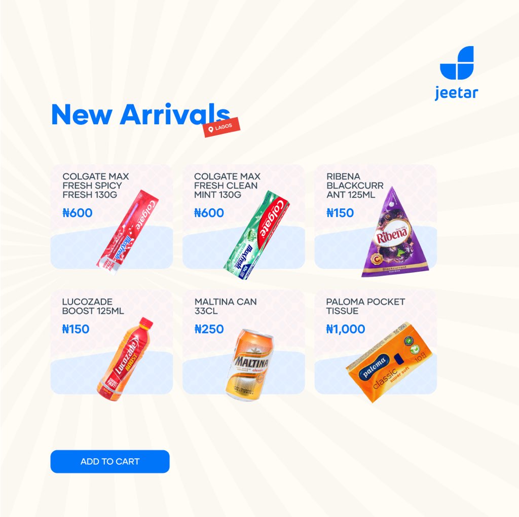 jeetarapp's tweet photo. Shop these items now in Lagos and Ibadan and receive items in 20 minutes or less for free! 

#JeetarApp #GroceryDelivery #GroceryShopping https://t.co/P7IUAmLHrP