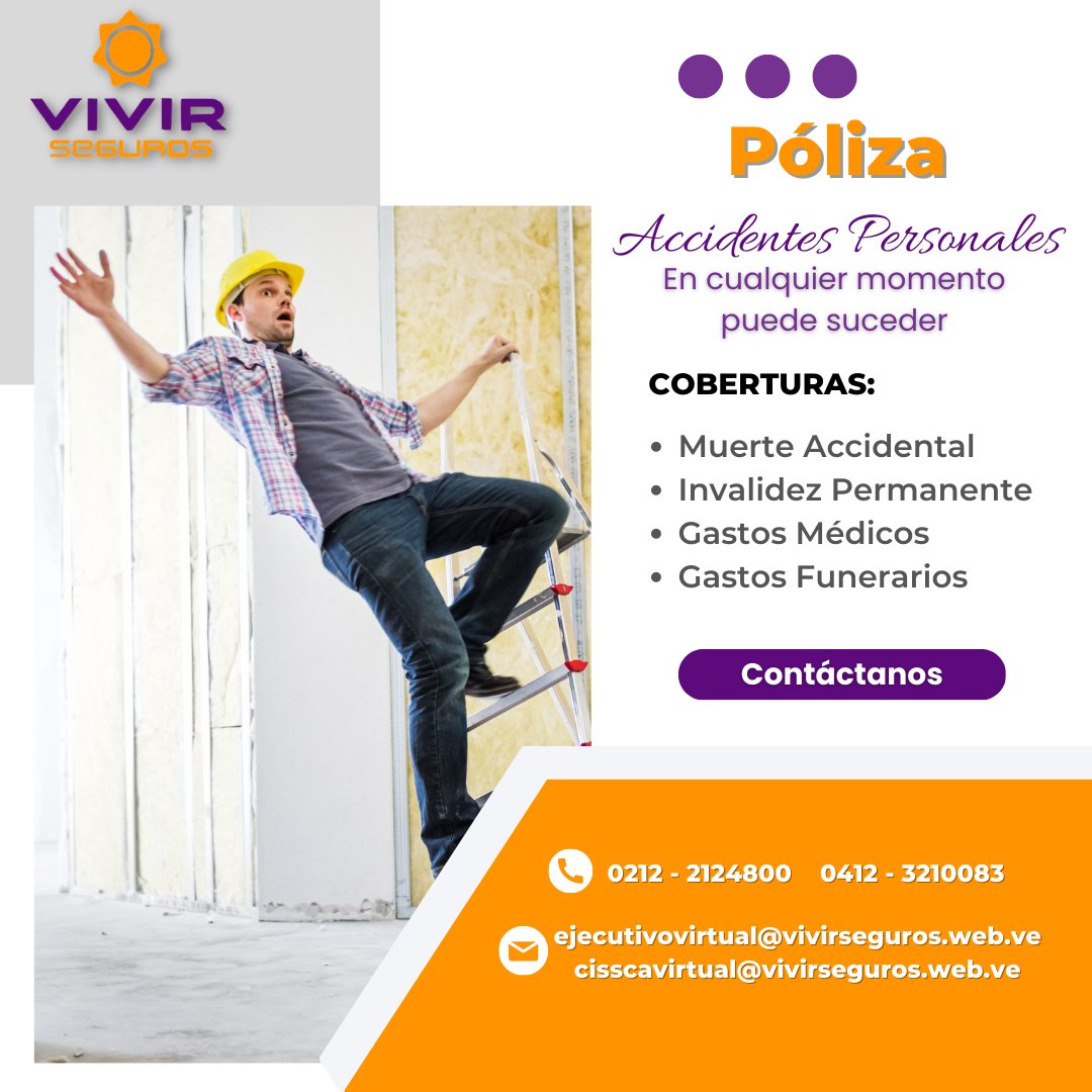 vivirsegurosVE's tweet photo. En cualquier momento y lugar puede ocurrir un #accidenteinesperado, por eso, lo mejor es estar #respaldado por una #póliza que te pueda ayudar si tienes algún percance.
Para mayor #información contacta a tu #asesor de seguros o escríbenos a: ejecutivovirtual@vivirseguros.web.ve https://t.co/UWsLMIc0O8