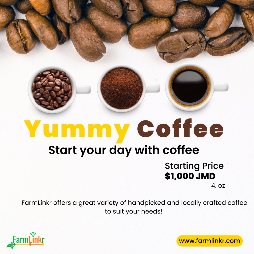 FarmLinkr's tweet photo. If you are a coffee lover and want to support our very own local farmers, FarmLinkr has a supply for you! 

Head over to our website at https://t.co/uZo3pYrZYb to grab some now! 

#farmlinkr #localfarmers #Jamaicanfood #Jamaicancoffee https://t.co/jtU25X42D0