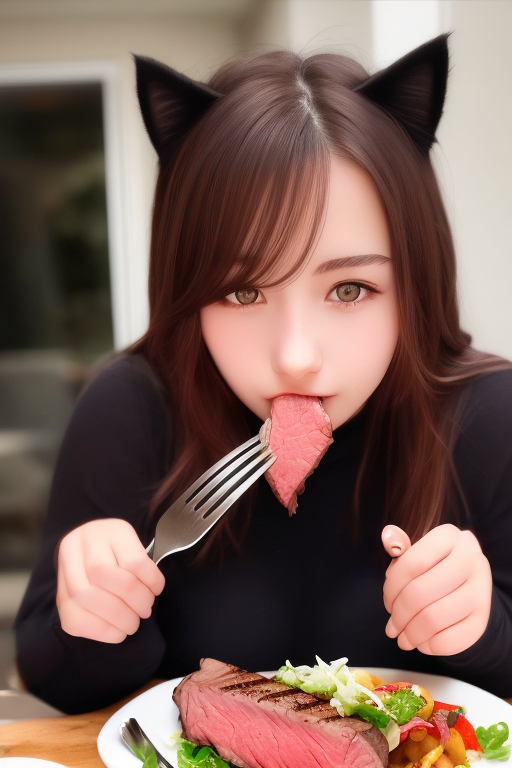 Artoid_XYZ's tweet image. #AIART大喜利
2023年2月9日のお題「肉食」
に・く・しょ・く・ですよ？
#stablediffusion #stablediffusionart #AIart