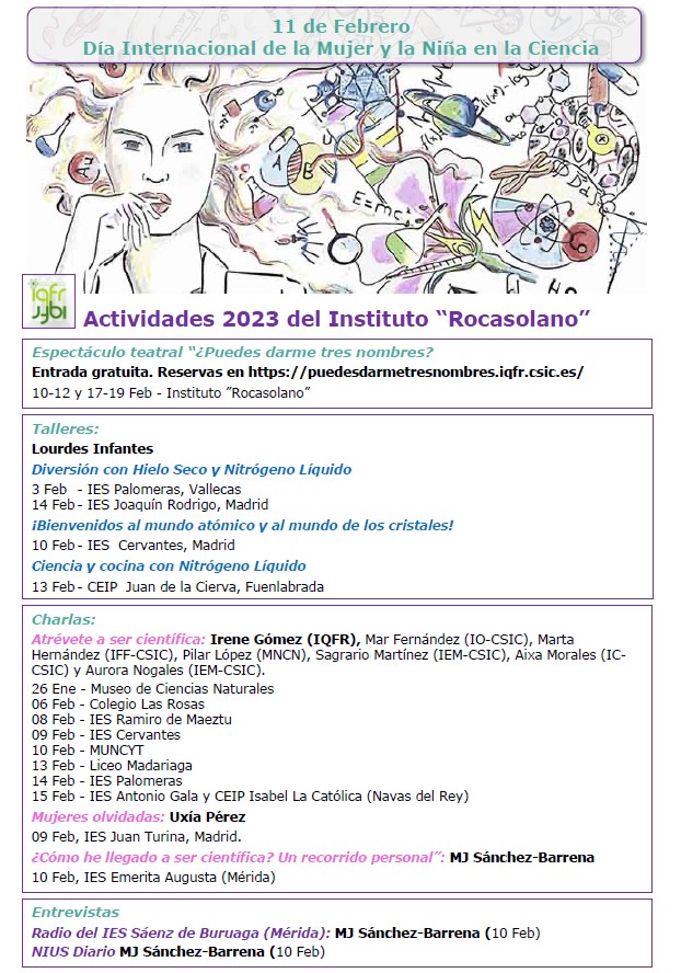 iqf_csic's tweet photo. Celebración del #11F en el #IQFR, con actividades para llegar al público general y especialmente a estudiantes de primaria, secundaria y bachillerato y dar visibilidad a la mujer investigadora, corregir los estereotipos de género y mostrar que la ciencia es para todos. https://t.co/xl9oHUROMN