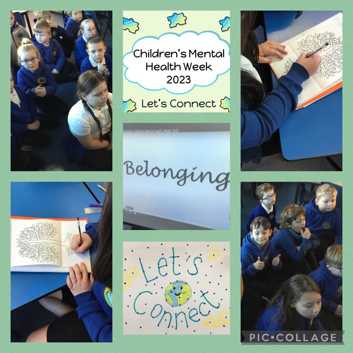 CrynalltPrimary's tweet photo. #Cryp3 enjoyed creating and decorating “Belonging Trees” for Children’s Mental Health Week. We discussed our friends & family, our skills & talents and what our hopes & dreams are for the future. #CrypEthicalInformed #CrypCapableAmbitious #CrypWellbeing #CrypCreativeEnterprising https://t.co/u8oxQeUpRV