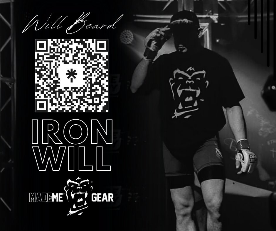 mademegear's tweet photo. Scan code or visit https://t.co/5zR4vpDCSq to follow MMA fighter Will Beard "Iron Will" and show your support for #TheMadeMeFamily #mademegear #MSmademe #ironwill #mma #mmamademe #mademe #thefamily https://t.co/6jwE2phOKV