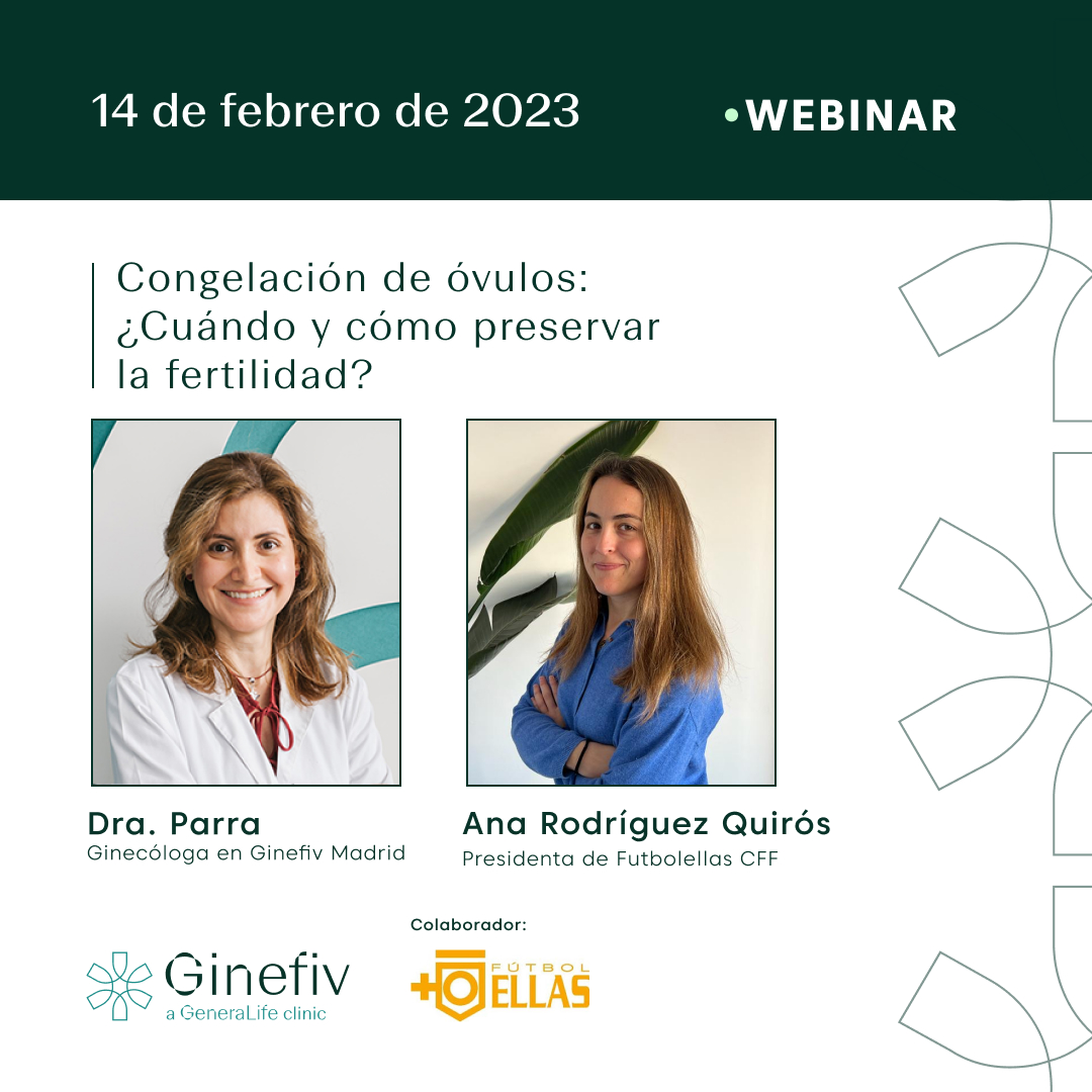 📣 No te pierdas nuestro próximo #Webinar sobre #congelacióndeóvulos y #preservacióndelafertilidad, de la mano de la Dra. Parra, quien estará junto a Ana Rodríguez Quirós, presidenta de <a href="/futbolellascff/">Futbolellas CFF</a>.

¡Te esperamos! 😊

Inscríbete en 👉🏻 hubs.la/Q01BGPQp0