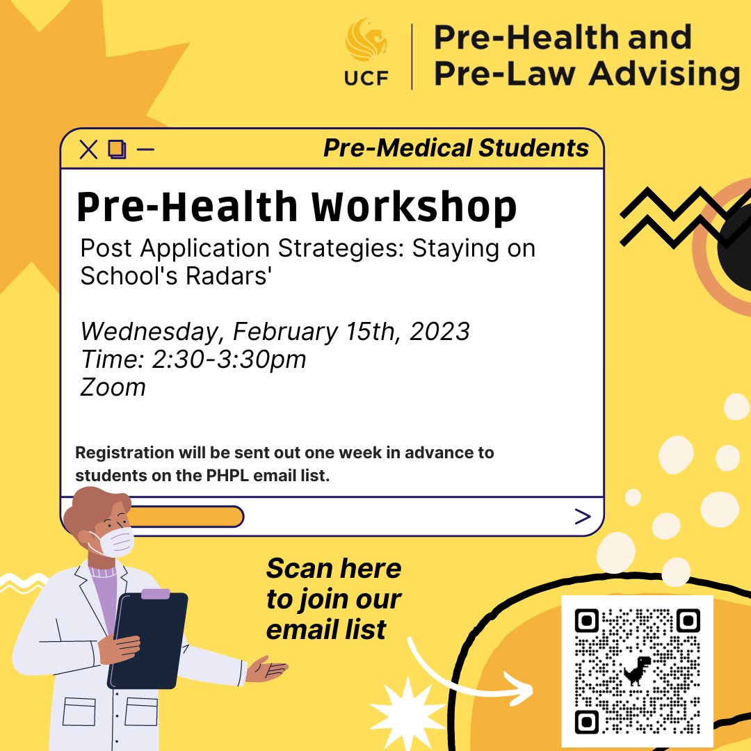 Attention Pre-Medical students 🩺: Do you want to learn more about how to stay on a school's radar after submitting your application? Make sure you attend our workshop next Wednesday, February 15th, from 2:30 - 3:30 PM on Zoom!