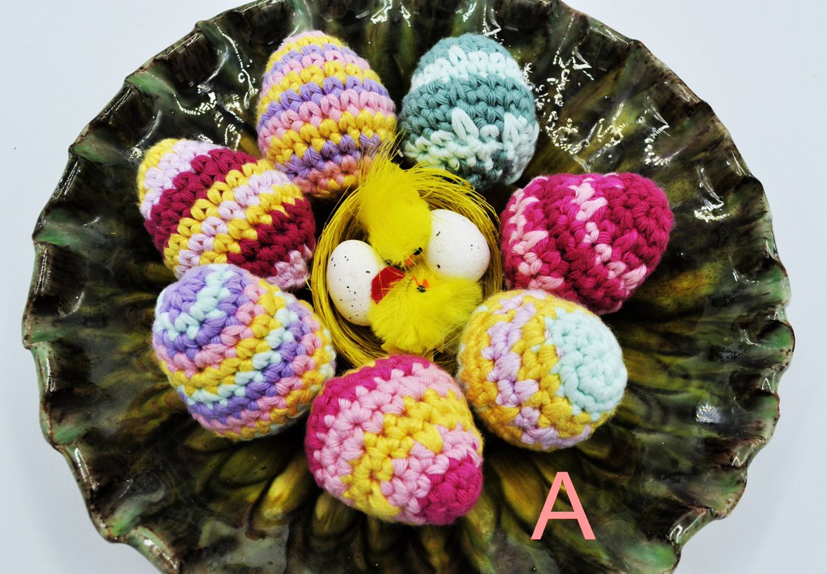 EstersDoilies's tweet photo. RT @solveigakiran1: Crochet Easter eggs, Spring table decor, Egg ornament, Handmade eggs for Easter basket https://t.co/8POHNDGpit #Caturday #Pottiteam #Womeninbusiness #shopindie #craftychaching #htlmphour #HandmadeHour #CraftBizParty #supportsmallbusi… https://t.co/iFwlmtcBRn