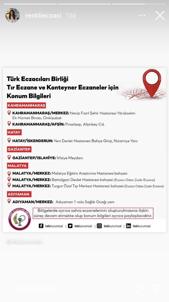alperkirdal's tweet photo. Eczacıbaşı olarak Sağlık Bakanlığı’na 150bin kutu ilaç bağışladık. Bölgedeki ilaç merkezleri bilgisi aşağıdadır. https://t.co/CB6VRDLzFJ