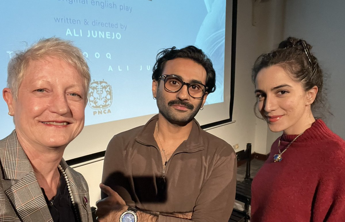 RKionka's tweet photo. My fan 🤩 moment this afternoon meeting @rasti_farooq and #AliJunejo, performing Junejo’s play, “Both Sit In Silence For A While” this wkend in ISB. Their second time, after #Joyland, playing a married couple. Join us at this @EUPakistan sponsored ISB run of the show! @OLOMOPOLO https://t.co/XQ0PAUTUFv