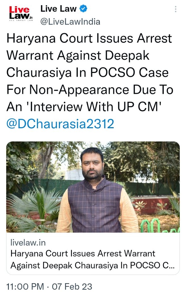 NSinghSr's tweet photo. PM Shri Narendra Modi ji, Despite being once again Arrest warrant issued by court against Deepak Chaurasia, why is the Gurugram police not arresting him? Is he above Law ?
#ArrestDeepakChaurasia
#NarendraModiSpeech
Opposition #BanChineseApp #CowHugDay #LokSabha #ModiInParliament https://t.co/zKmP64XwGR