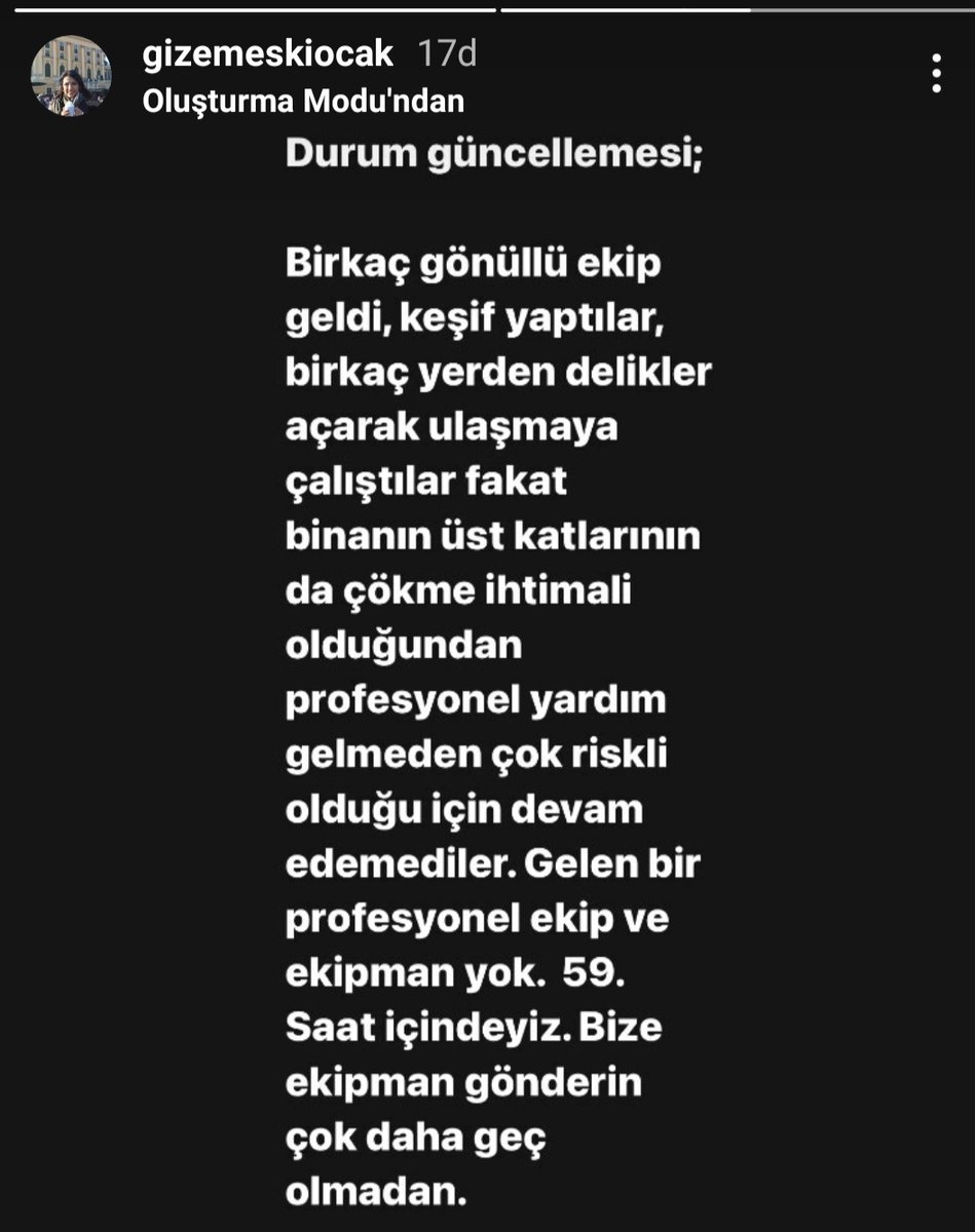 dilekdndarr's tweet photo. Lütfen yardım edecek profesyonel ekipman istiyoruz!!! SESİMİZİ DUYAN VAR MII !!!! 
@DepremDairesi  @AFADBaskanlik @AFADHatay  @ProfDemirtas https://t.co/zY02o5uAgU