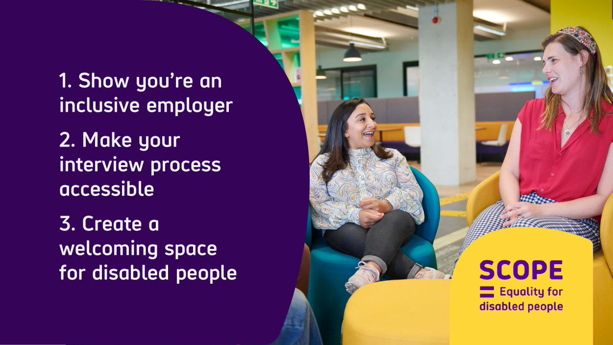 Scope_business's tweet photo. If your organisation is not accessible to disabled people, you could be missing out on talent. 

With some simple changes you can attract disabled talent. Here’s our 3 top tips to get you started!  

https://t.co/oeFhcuXQWW https://t.co/wKefCJCTVU