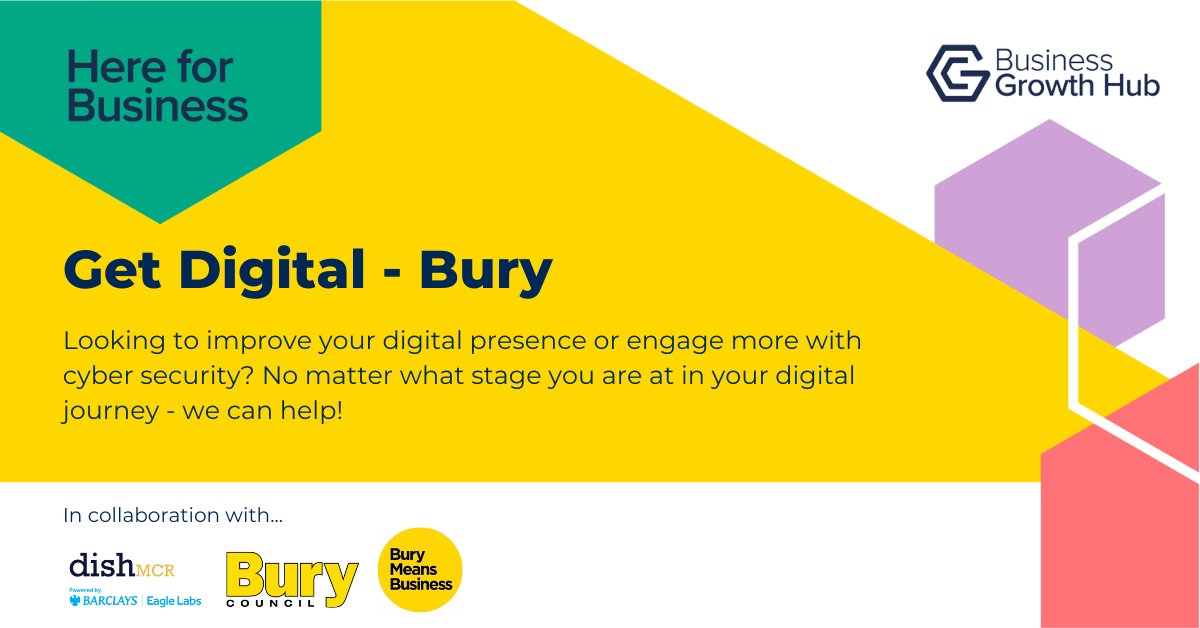 Are you a SME business looking to enhance your digital strategy & online presence? Join us at Get Digital Bury on Thu 16th March from 9.30-11.30

By @BizGrowthHub #HereForBusiness, in collaboration with dishMCR @eagle_labs @BuryCouncil  and @burymeansbiz 

eventbrite.co.uk/e/get-digital-…