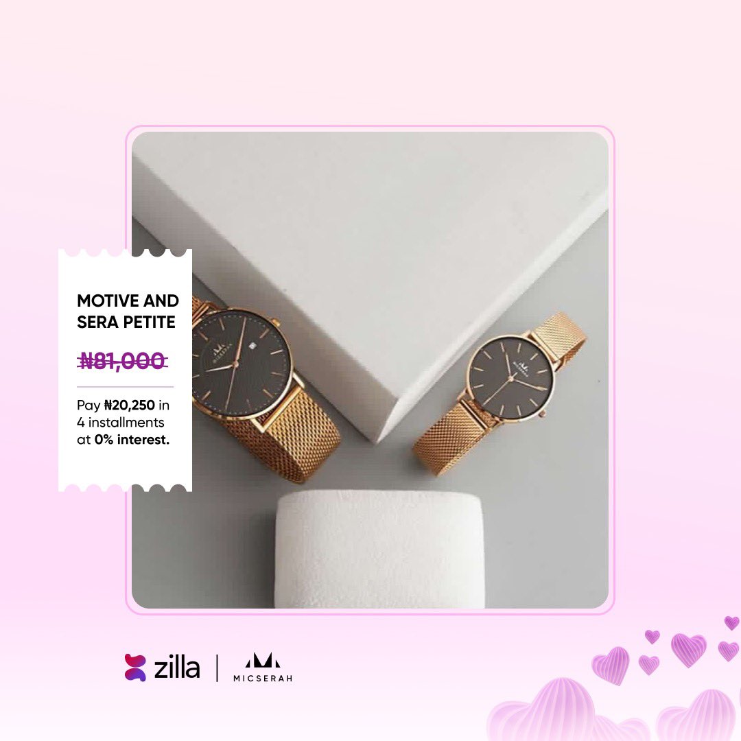 usezilla's tweet image. Say 'I love you' with a timeless gift from @micserah this Valentine's Day. Shop now and pay in installments with Zilla 💘 

Click the link in our bio to create your Zilla account 

#SpreadLoveWithZilla #GiftOfTime #hisandhers #couplegoals