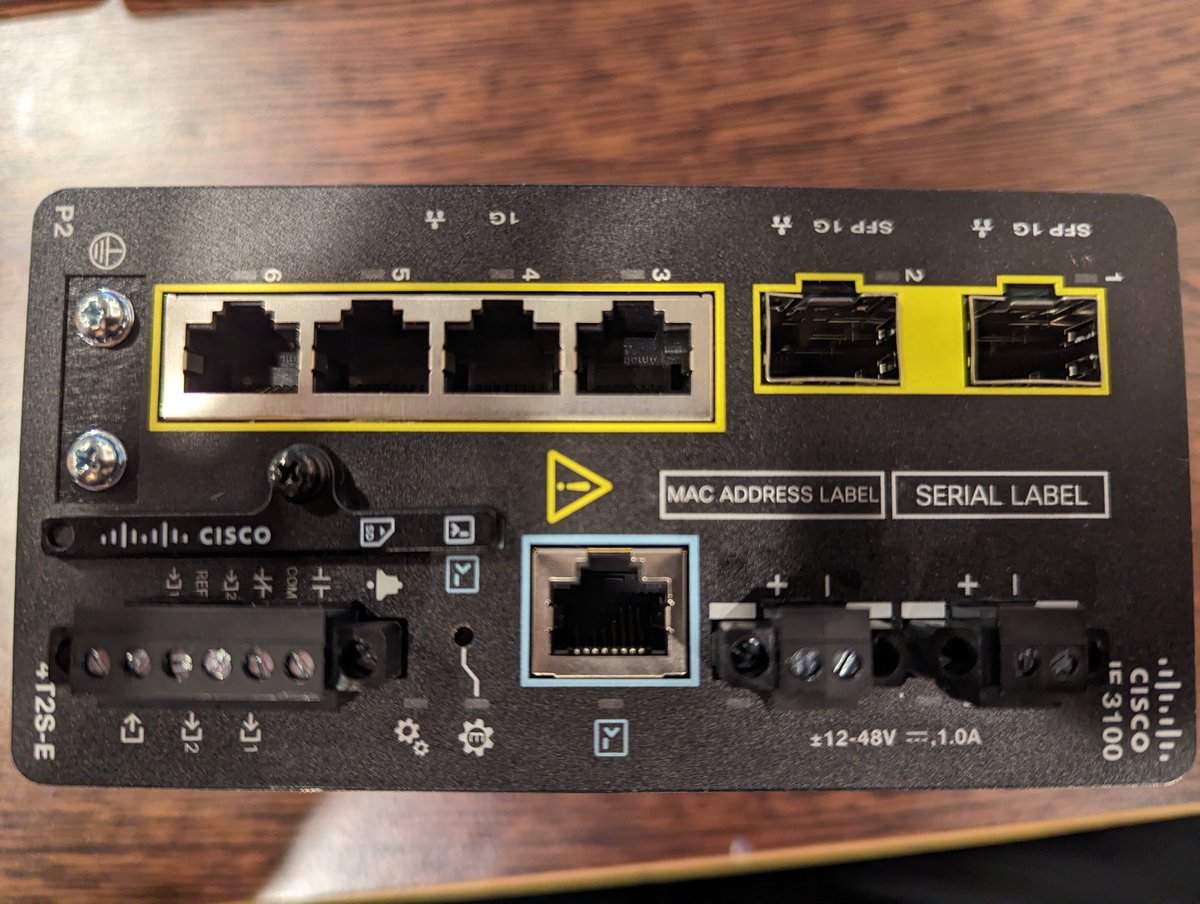 networkautobahn's tweet photo. Cisco has decided to print the Labels on the Catalyst IR3100 switches in 3 different orientation , looks funky #TFDX #CiscoLiveEMEA https://t.co/GT0k9Cntzh