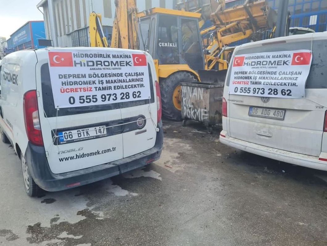 Ankara Ostim'den 
HİDROBİRLİK MAKİNA 
HİDROMEK Ankara yetkili servisi .
Bugün Hataya yola çıkmışlardır.
ÜCRETSİZ TAMİR İCİN...