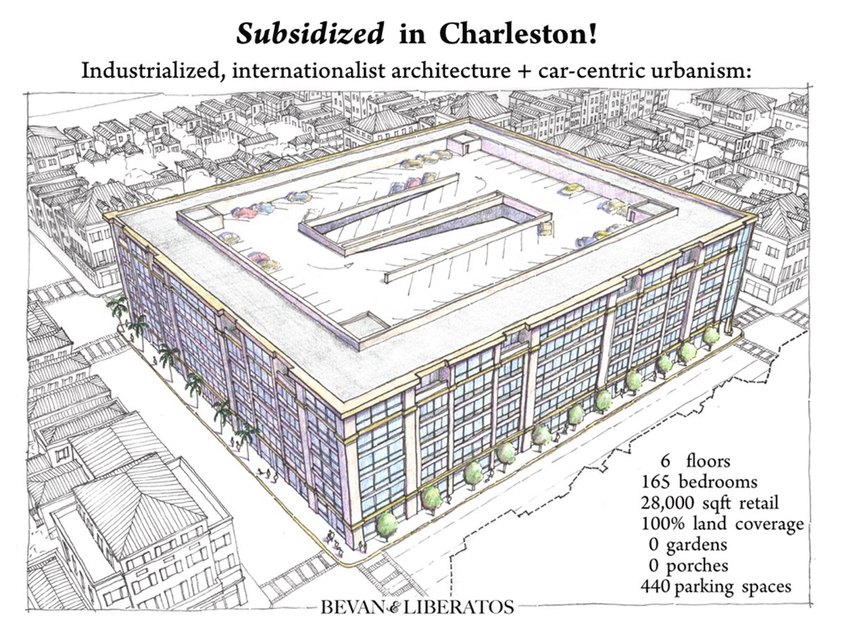 CharlestonArchi's tweet photo. Illegal to build / Subsidized

or,

Three centuries of celebrated, in-demand architecture &amp; unique compact urbanism / What's being built now https://t.co/byS8D4nwxw