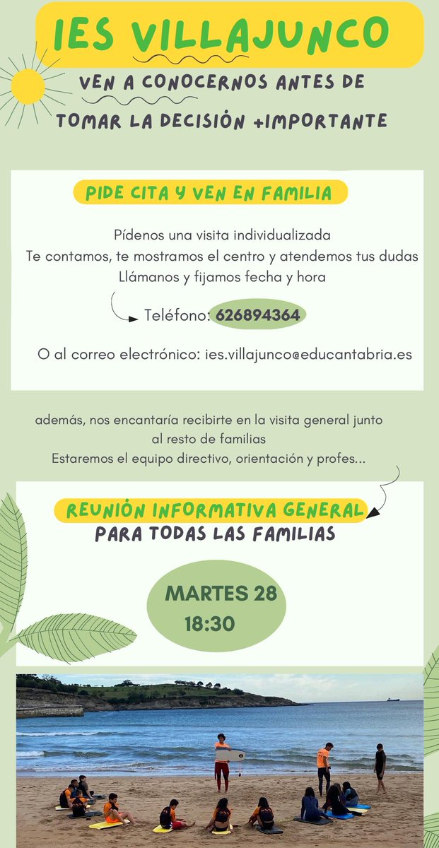 Si estás en proceso de elegir instituto... 🤔

¡VEN A CONOCERNOS!

Puertas abiertas todos los días para que vengas en familia👇🏿