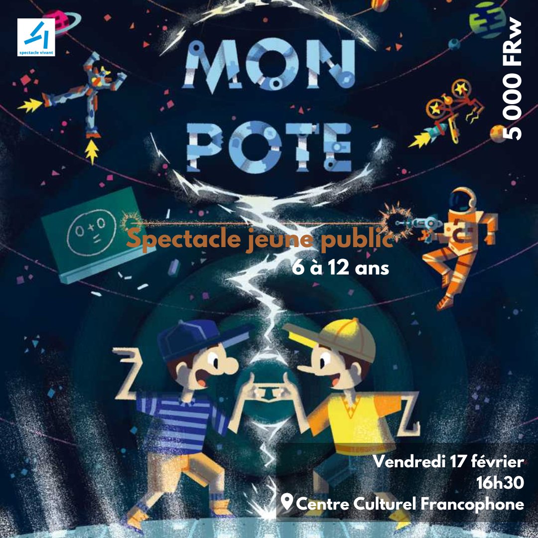 Pas de #CinéMercredi la semaine prochaine 🎥 mais nous vous proposons tout de même un #spectacle #jeunepublic👬

📅 Vendredi 17 février
🕐 16h30-17h15
💸 5 000 FRw
🎂 A partir de 6 ans
📍 @IF_Rwanda