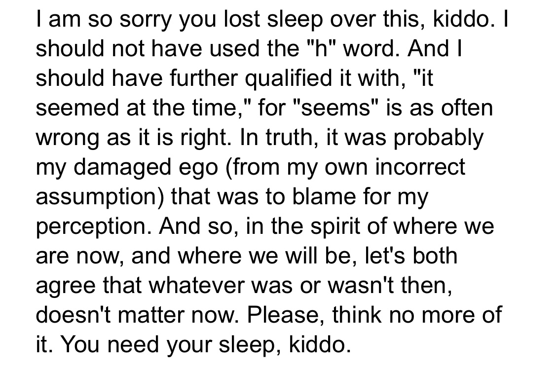 MonteSyrie's tweet photo. Dang, they can hang on our words.
Made a passing comment to a former S yesterday.
#OurWords
Her email:
"I'm trying to sleep & I've been thinking about this ALL NIGHT, I can't believe u thought I hated u at the beginning cause I def didn't 😭...I hope u read emails from 12:40🫶" https://t.co/dvErqp56FV