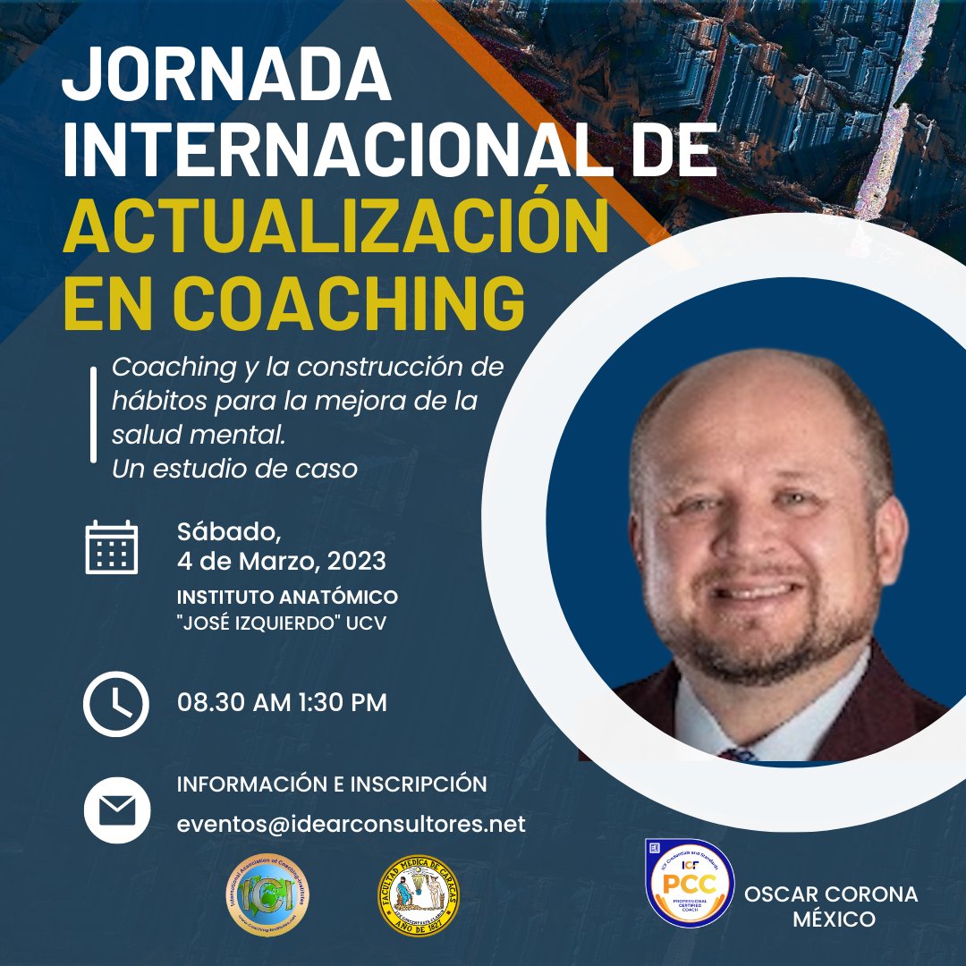 Un invitado de lujo es Oscar Corona de nacionalidad Mexicana. Oscar es PCC-ICF y tiene un vasto historial como coach y consultor de procesos de cambio. Presentará un caso documentado de como el coaching mejoró las condiciones de salud en el confinamiento por COVID en México...