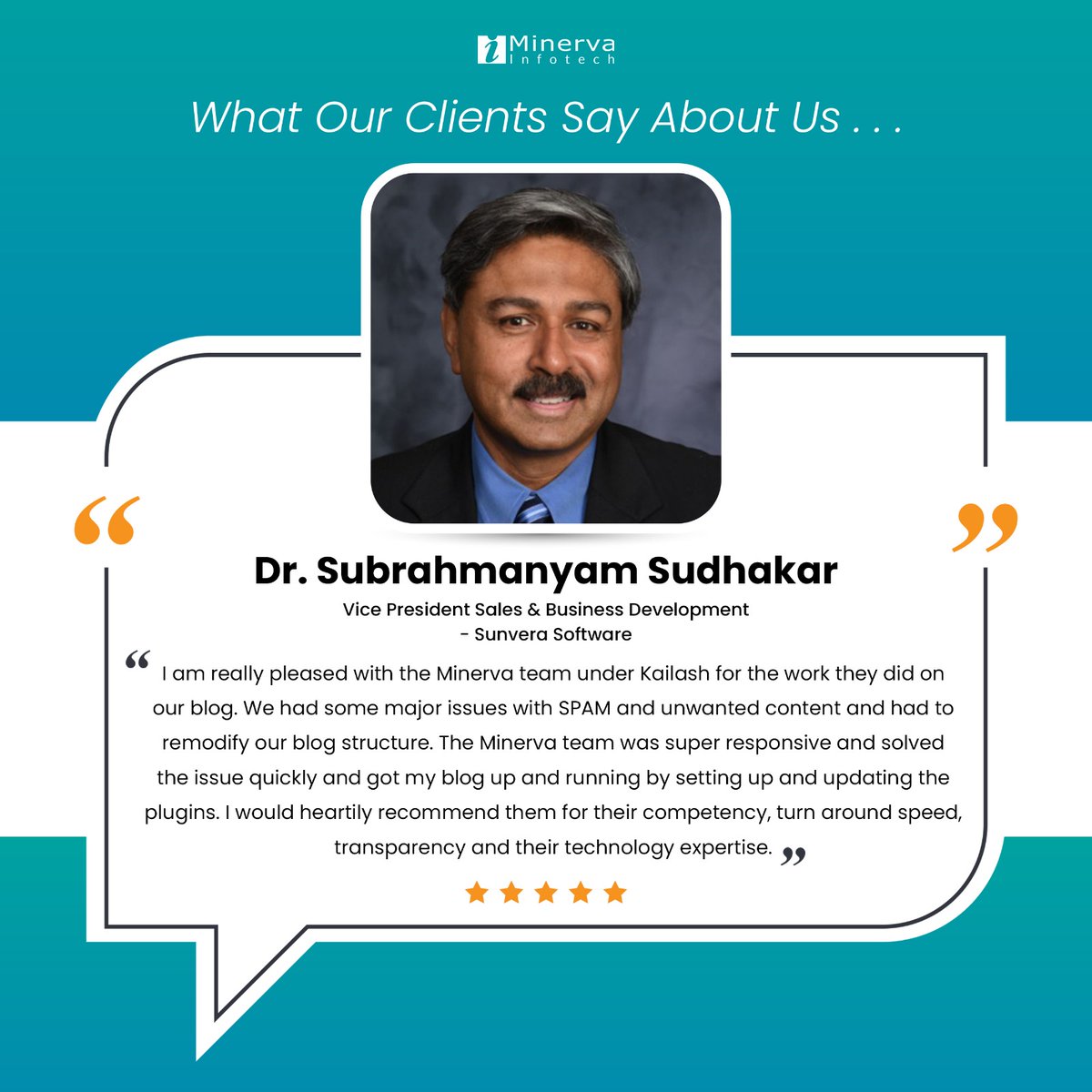 InfotechMinerva's tweet photo. Hear from our satisfied customer and see the impact we've made 🎉💯

Join the growing list of satisfied customers and experience the difference for yourself 💯

#customersuccess #dedication #excellence #testimonial #minervainfotech https://t.co/fRWxheJKnn