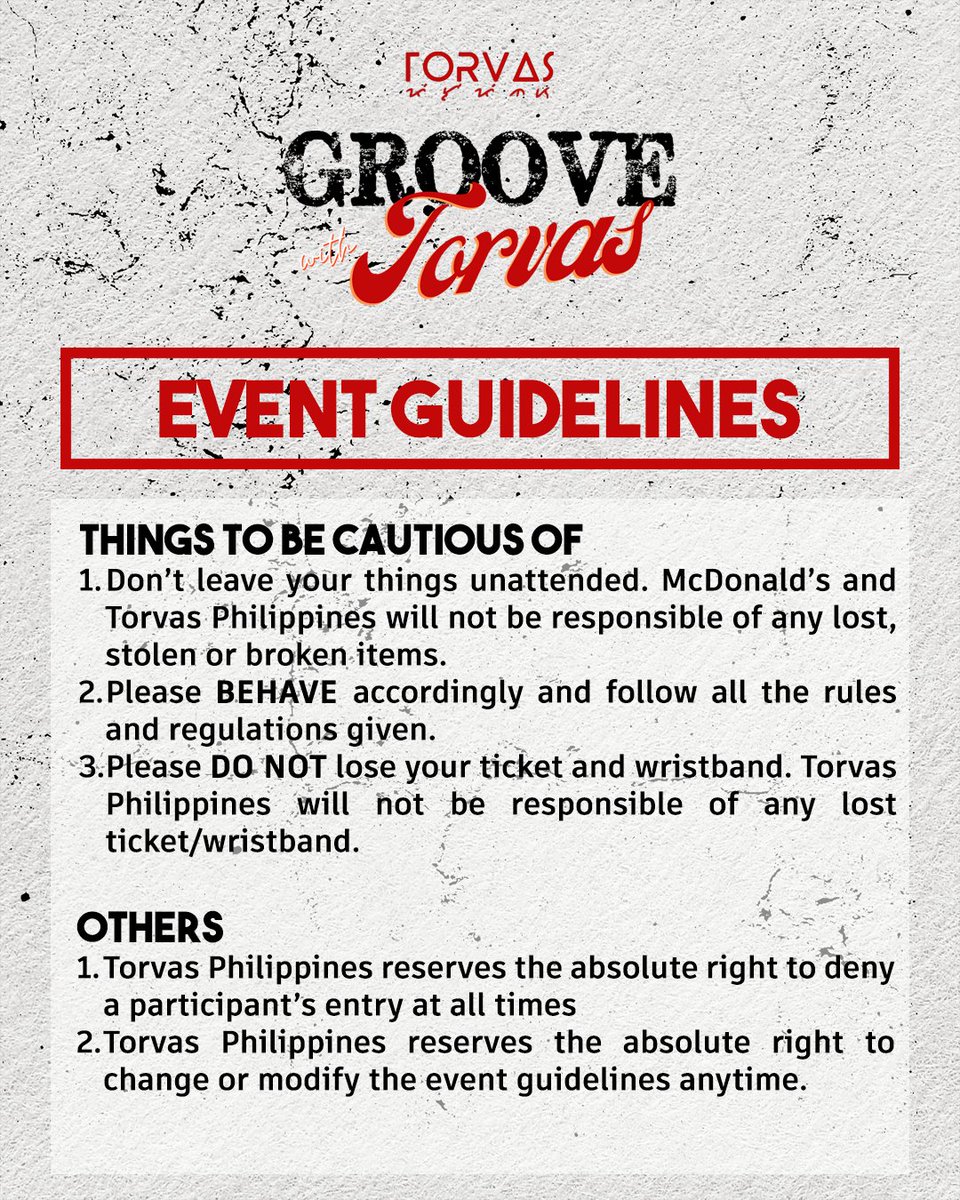 torvasph's tweet photo. Are you excited to #GroovewithTorvas? So are we. 

Make sure to check out the guidelines for a smooth sailing event on Saturday! ☺️ https://t.co/27Z774VtM5