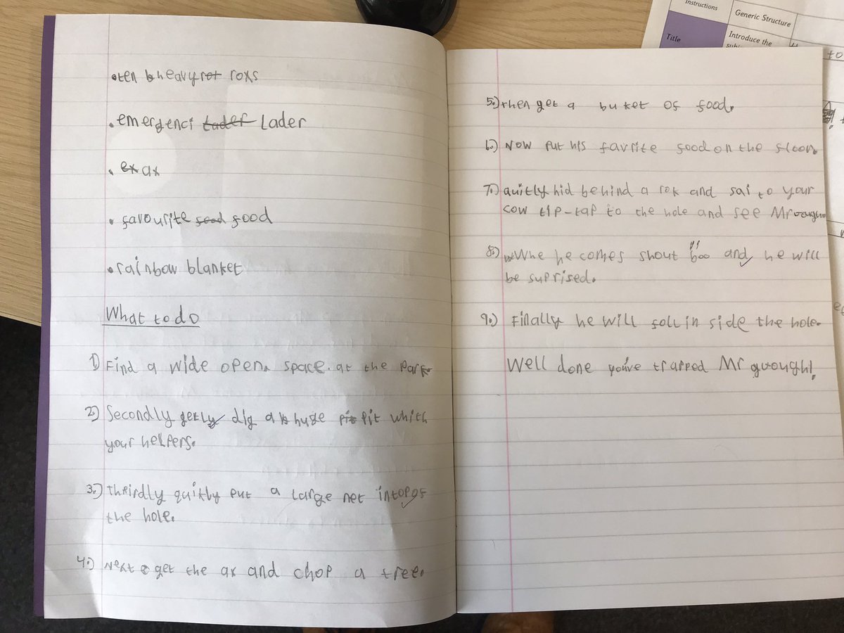 I am not sure why Rahma wants to trap the ‘grumpy pest’ that is Mr Gough but I haven’t laughed so hard at a piece of writing in a long time!
Some excellent word choices and brilliant writing for a purpose!
<a href="/Talk4Writing/">Talk for Writing</a> <a href="/SHARE_MAT/">SHARE MAT</a> <a href="/MrMCGrammar/">MC Grammar</a> <a href="/PieCorbett/">Pie Corbett</a> 
#instructions