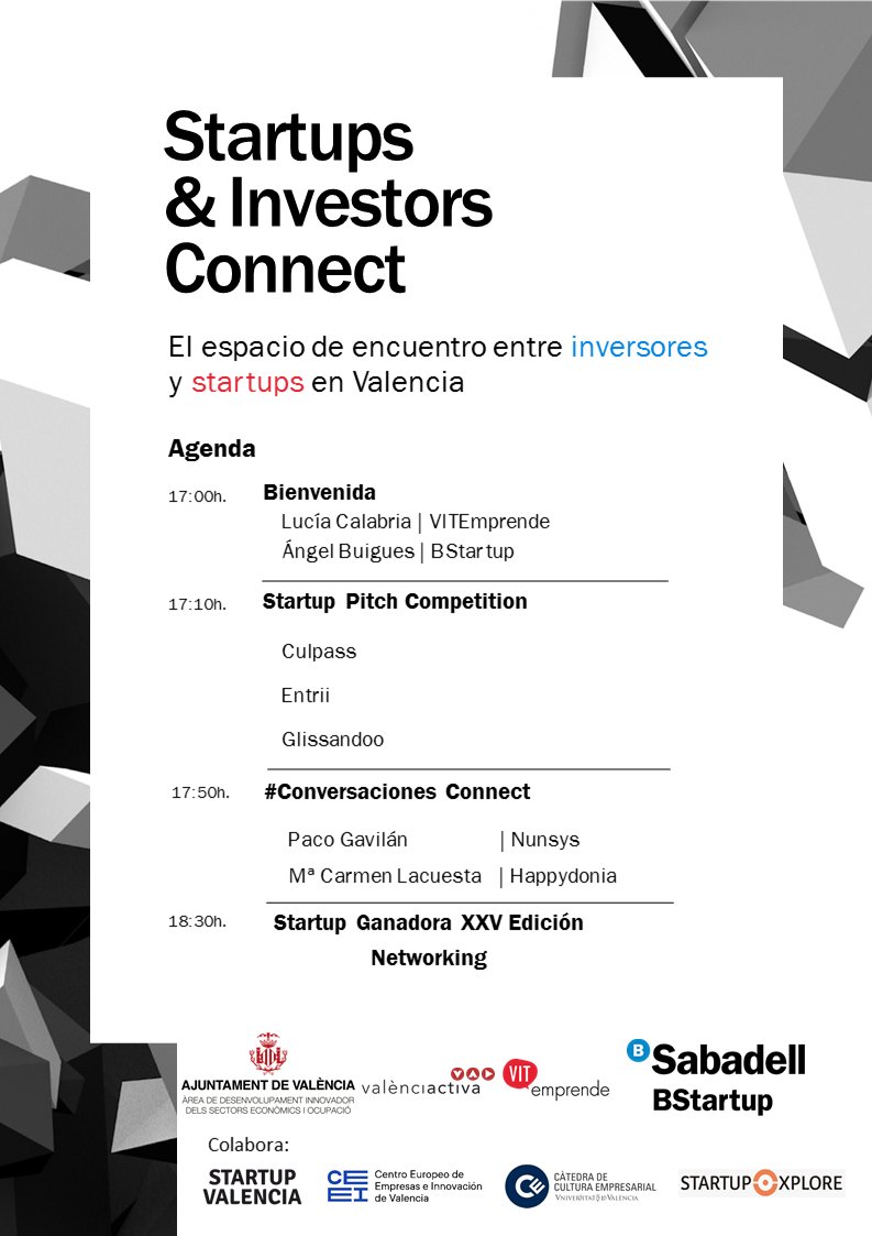 BStartup's tweet photo. Esta tarde a partir de las 17h os esperamos en #SabadellHubEmpresa para disfrutar del primer #SIConnect del año junto a las finalistas #Culpass, #Entrii y @Glissandoocom y la conversación entre @nunsys y @apphappydonia

Súmate en: https://t.co/LgOMpiDd7I @VITEmprende https://t.co/i3ZTVlpG69