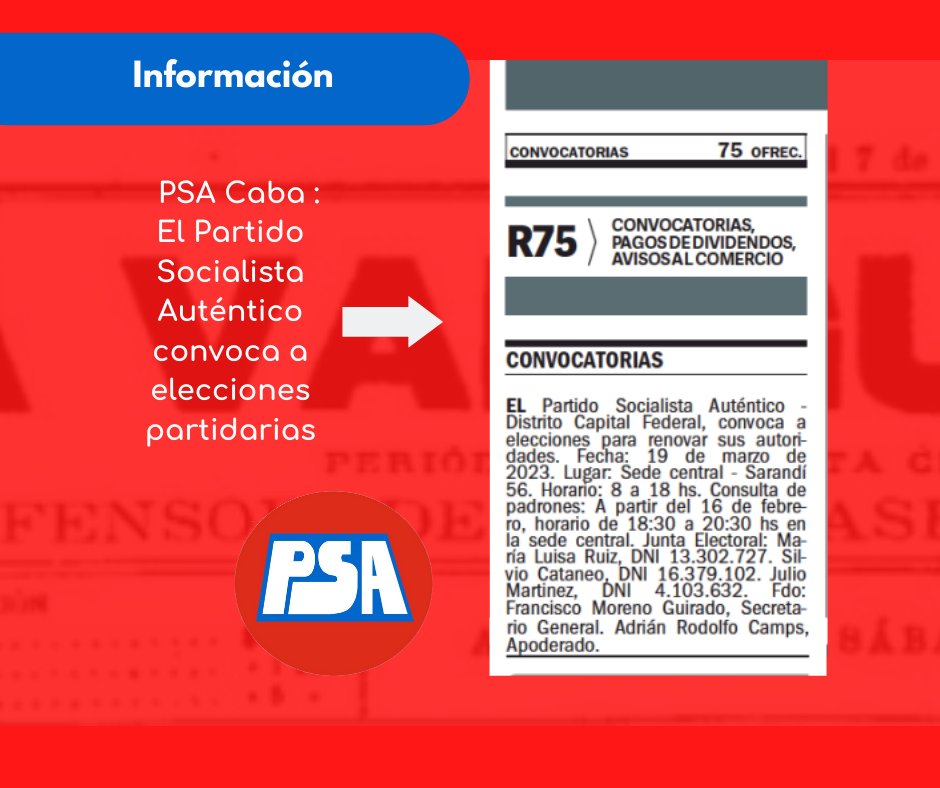 psacaba_ok's tweet photo. ℹ️ Información
#CABA #PSA #PSACABA #PARTIDOSOCIALISTAAUTENTICO #INFORMACION
#ELECCIONESPARTIDARIAS https://t.co/8N27thzjVo