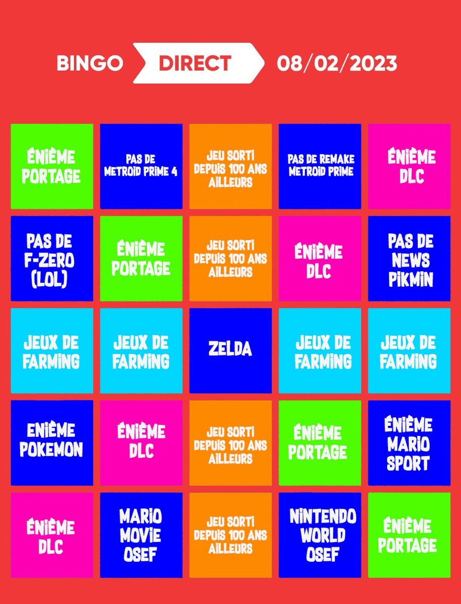 Le Bingo ! Plutôt très très confiant !
Allez Pikmin y'a une chance... mais sortie fin 2023. #Nintendodirect