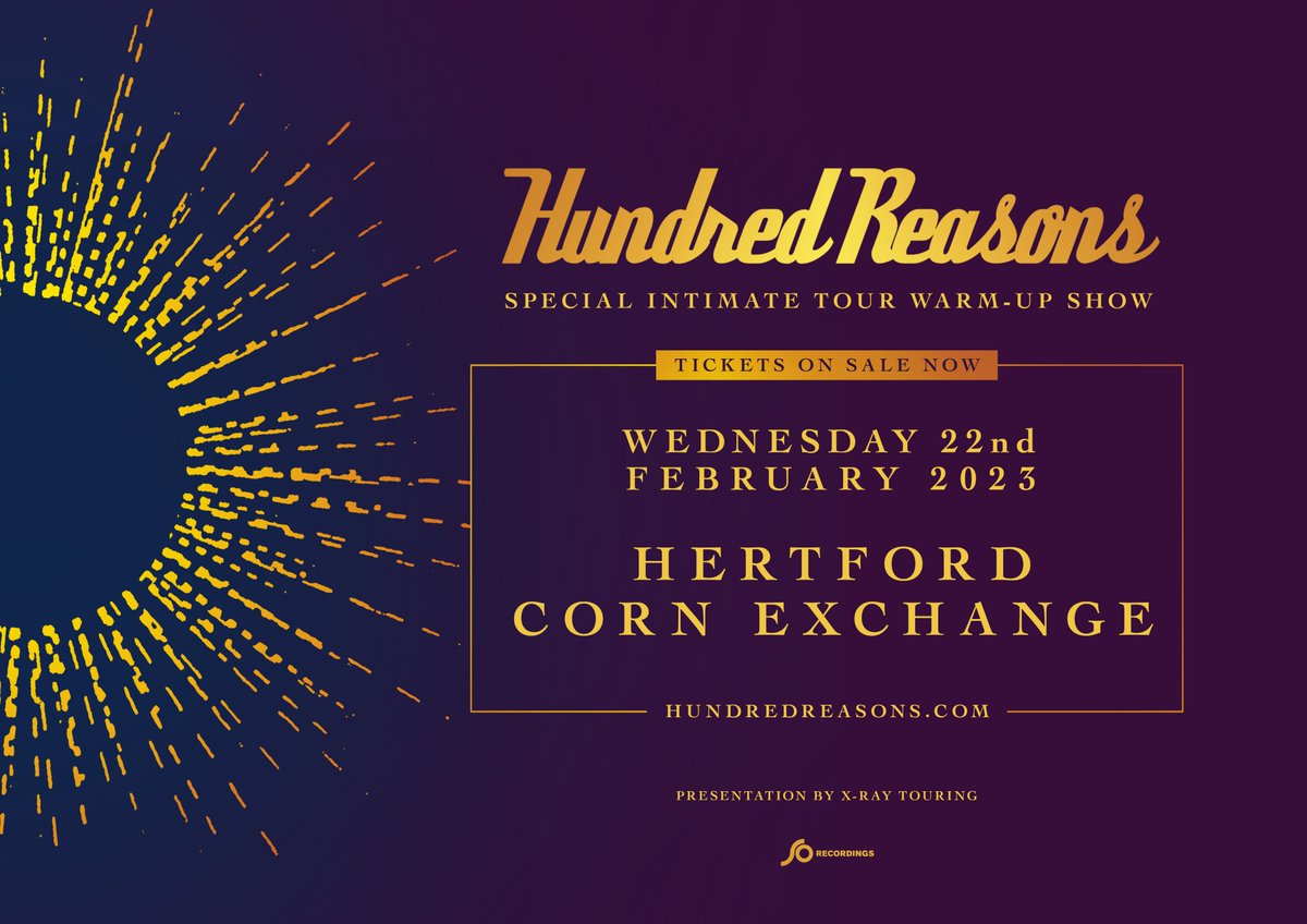 Tickets are now on sale for our warm up show at @HertsCornExchg. There aren't many left so hurry! Get your tickets here: ticketweb.uk/event/hundred-…