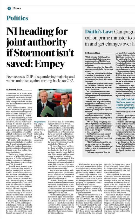 paddytoland's tweet photo. Lord Empey talking sense here. Unionists should listen.
#NIprotocol #NIcensus #Brexit #AE22 #AE22b https://t.co/v6phqpza7Z