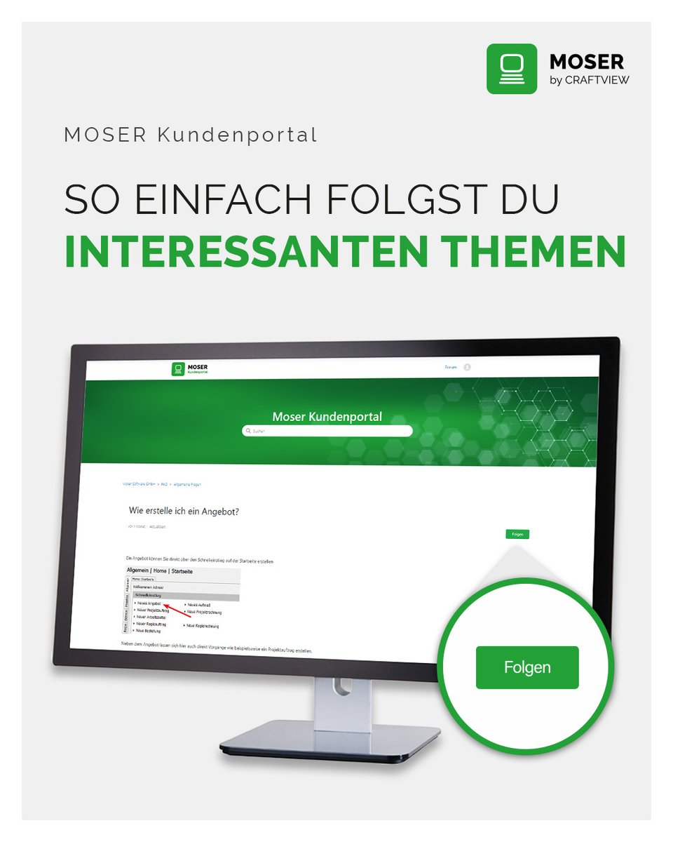 Folge den Inhalten im MOSER Kundenportal!
Wie das geht, steht dort im Beitrag „Der "Folgen"-Button im Kundenportal“. So bleibst du immer auf dem Laufenden!
➡ moser.de/kundenportal

Das MOSER-Team

#moser #erpsoftware #digitalisierung #support #ticketsystem #kundenportal