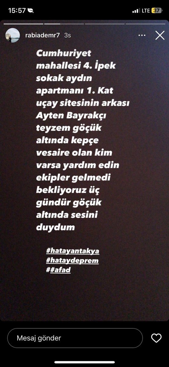 neysenurr's tweet photo. @AFADHatay @BabalaTv @haluklevent @ahbaphatay https://t.co/Mf7jNQnLYh