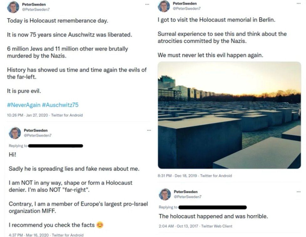 Reminder that far-left trolls are spreading FAKE and PHOTOSHOPPED screenshots where they claim I'm a 'Holocaust denier' This is attempted character assassination of myself because they don't like my work I do NOT, and I have NEVER denied the Holocaust. Here are my real views👇