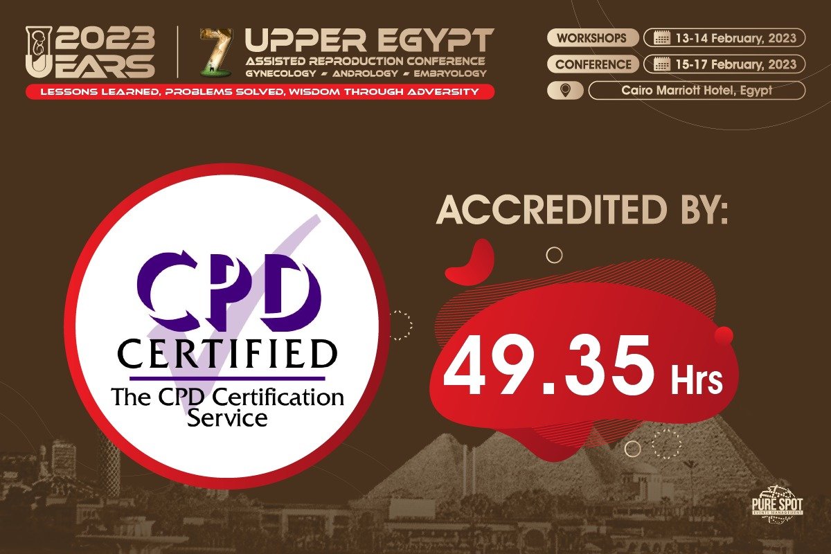 Take your career to the next level with Accreditation Hours
𝓤𝓔𝓐𝓡𝓢 2023 is thrilled to announce the CPD Certification, and is accredited by more than 49.35 HOURS
For further inquiries please Contact
Project Manager: Ms. Yasmin
WhatsApp: wa.me/201286211175
#IVF #UEARS2023