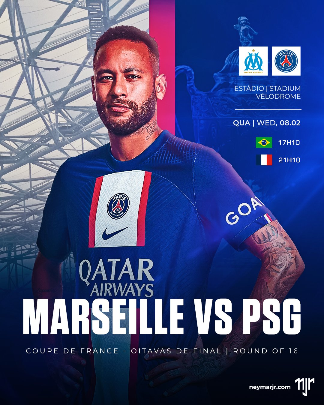 OLYMPIQUE MARSEILLE X PSG AO VIVO, COPA DA FRANÇA - OITAVAS DE FINAL