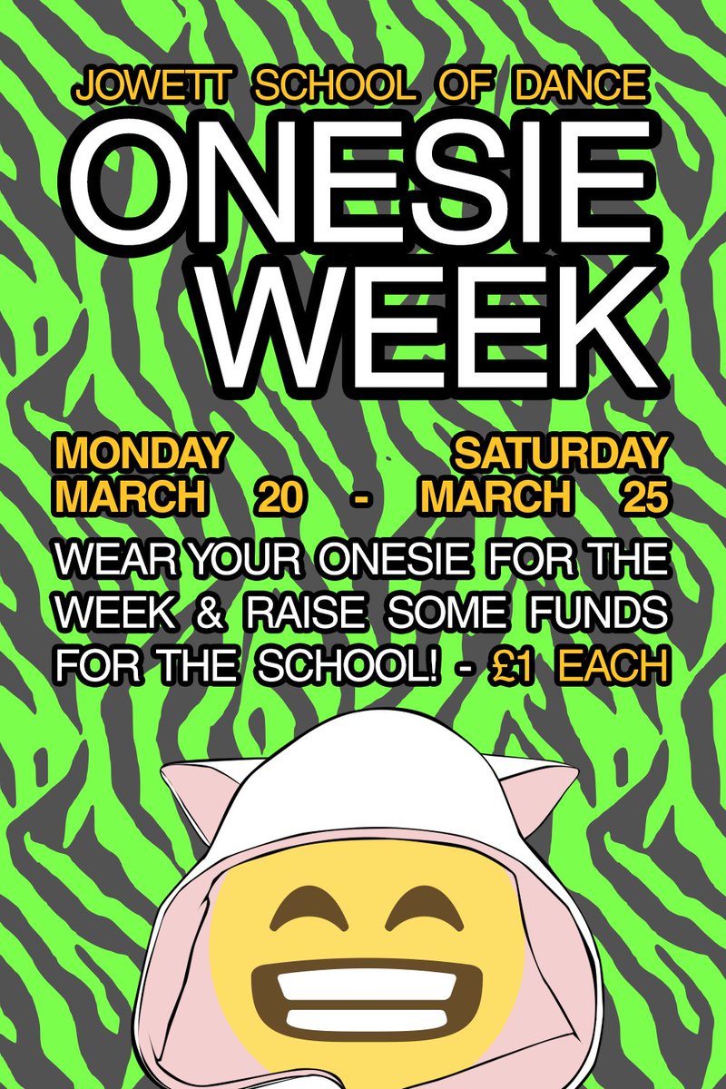 🦁 #OnesieWeek 🦁
This year's onesie / pyjama week will be March 20th - March 25th. Save the date and don't forget, it's £1 for the whole week as always, so if you have more than one class you only have to donate once!