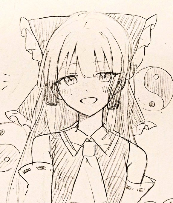 結構可愛く描けたアナログ霊夢さん 
