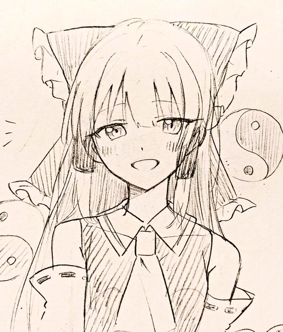 結構可愛く描けたアナログ霊夢さん 