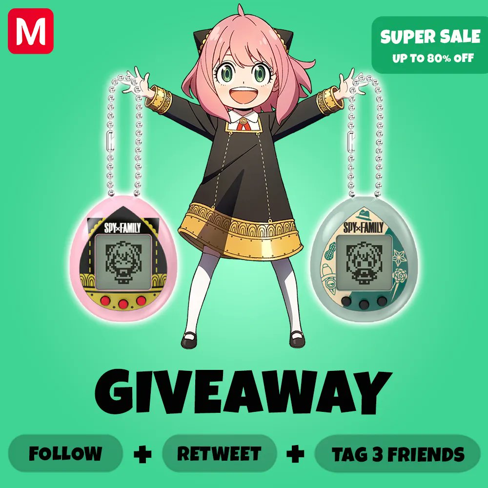 mecchaJP's tweet photo. ✨GIVEAWAY✨
Spy x Family Anya Forger Pink &amp; Green Tamagotchis!
Share this tamagotchi with your best friend✨

How To Enter: 
- Follow us 
- Retweet this post
- Tag 3 friends
               
🛑 More info: https://t.co/VdBnVFTYx2 https://t.co/iuAj0iD53L
