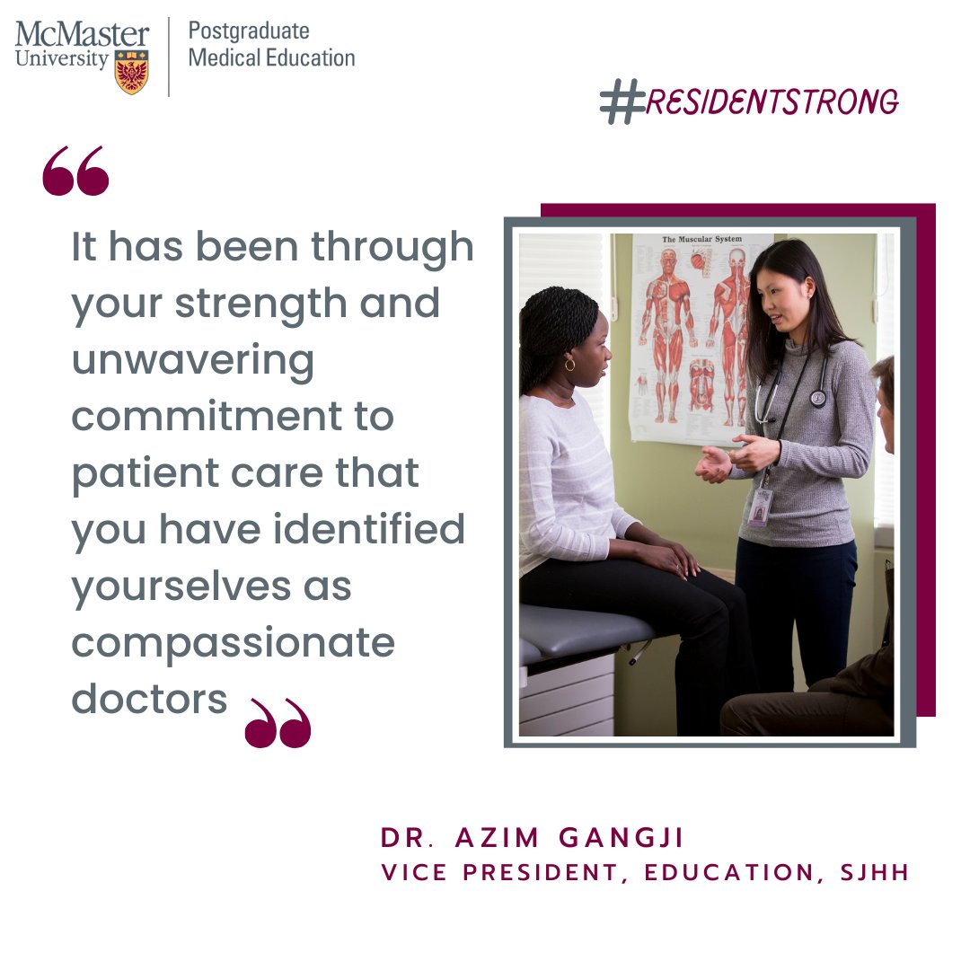 McMasterPGME's tweet photo. Day 3 of Resident Doctor Appreciation 2023. Today's messages of gratitude come from HHS Dr. Alison Fox-Robichaud, & SJHH Dr. Azim Gangji. Let's continue to recognize the strength and endurance our residents have! #ResidentStrong #ResidentDoctorsAppreciation2023 @ResidentDoctors https://t.co/kgdnjVBMOJ