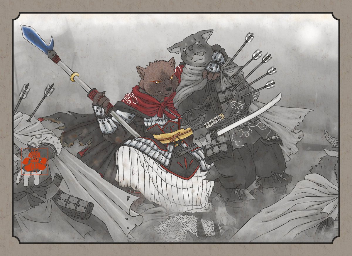 「タグ企画 #一次創作絵師拡散フェス03 に参加します鎧着た動物が殺し合って、8割」|暴天のイラスト