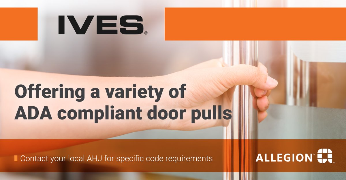 Ives offers a variety of ADA compliant door pulls that have a door to pull clearance of 2-1/2' or greater. 

View the EZ Series door pull models in the catalog:

ms.spr.ly/60125MD2q

#Ives #DoorControl #Doorhardware