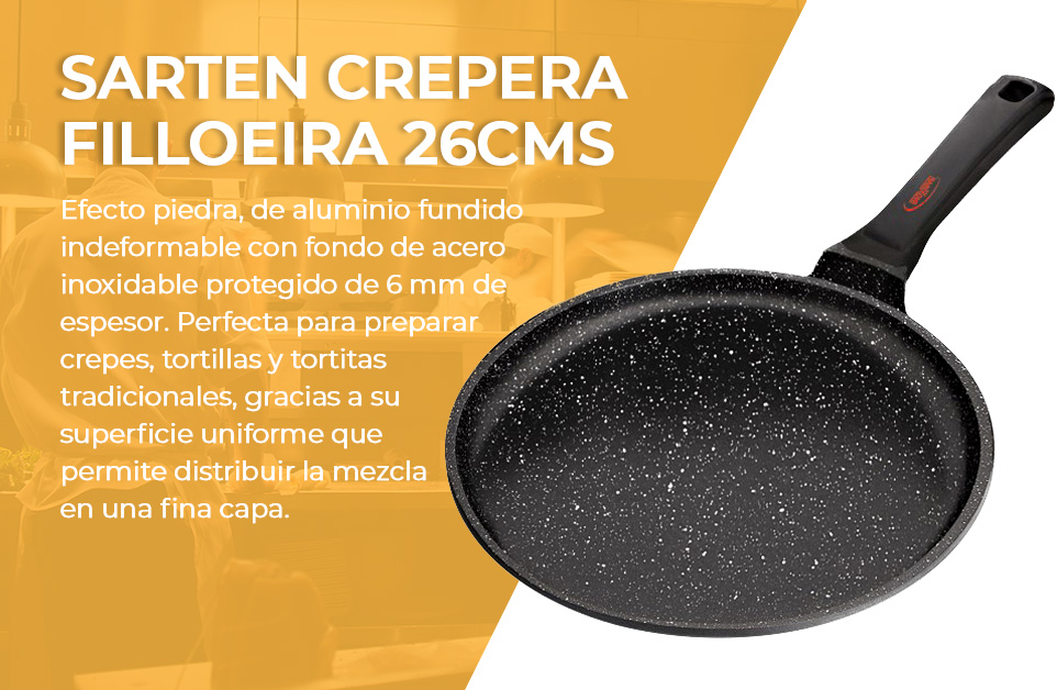 FElHorreo's tweet photo. SARTEN CREPERA-FILLOEIRA 26CMS.
Efecto piedra, de aluminio fundido indeformable con fondo de acero inoxidable protegido de 6 mm de espesor. Perfecta para preparar crepes, tortillas y tortitas tradicionales, gracias a su superficie uniforme.
https://t.co/zffsalS1Rb
#FElHorreo https://t.co/uROBbBphxF