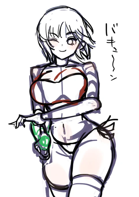 とりあえずお肉炊きながらおっぱおがでっかい西住みほのラフをつくったよ 